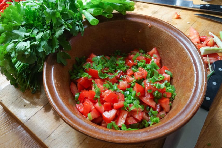 Use great tomatoes to make great fresh salsa. This very simple and quick recipe will give you a fresh accompaniment to our Easy Cheesy Quesadillas - for this recipe and more visit www.FODMAPeveryday.com.