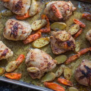 Low FODMAP one pan Maple Mustard Chicken Cooked