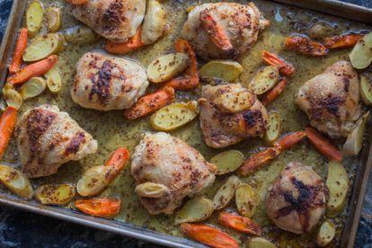 Low FODMAP one pan Maple Mustard Chicken Cooked