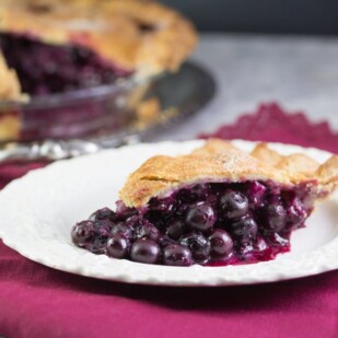 low FODMAP blueberry pie slice