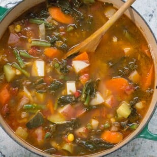 Low FODMAP summer garden vegetable soup