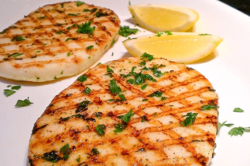 Grilled calamari steaks