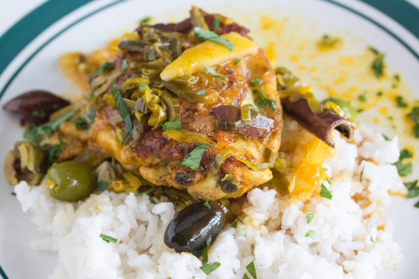 Moroccan Chicken with Preserved Lemons closeup