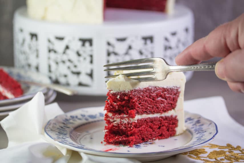 Enjoy a moist slice of Red Velvet Cake- Monash University Low FODMAP Certified Recipe