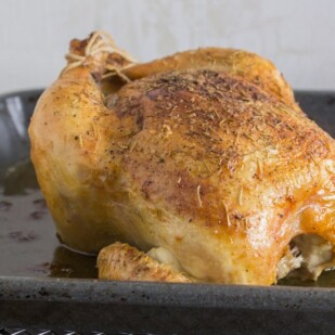 Low FODMAP roasted chicken right out of the oven