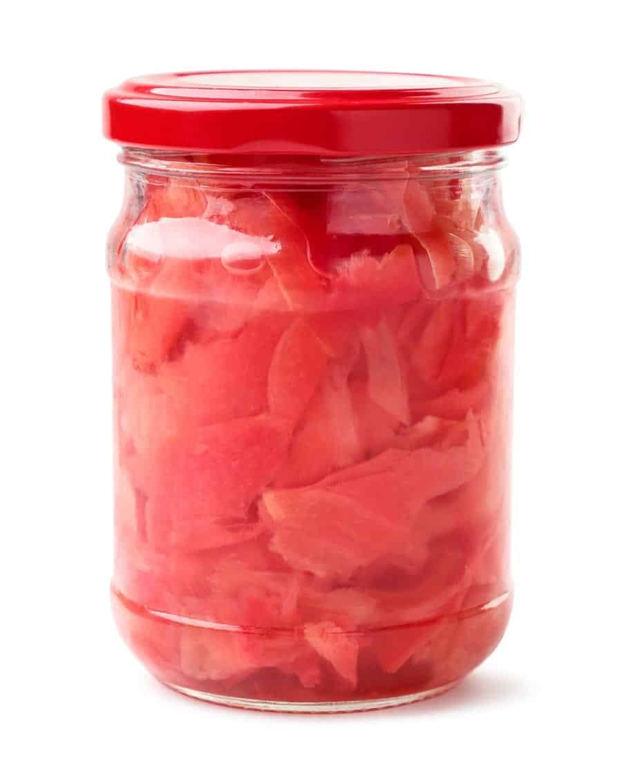 Pink pickled ginger.