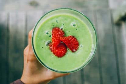 green smoothie with strawberries