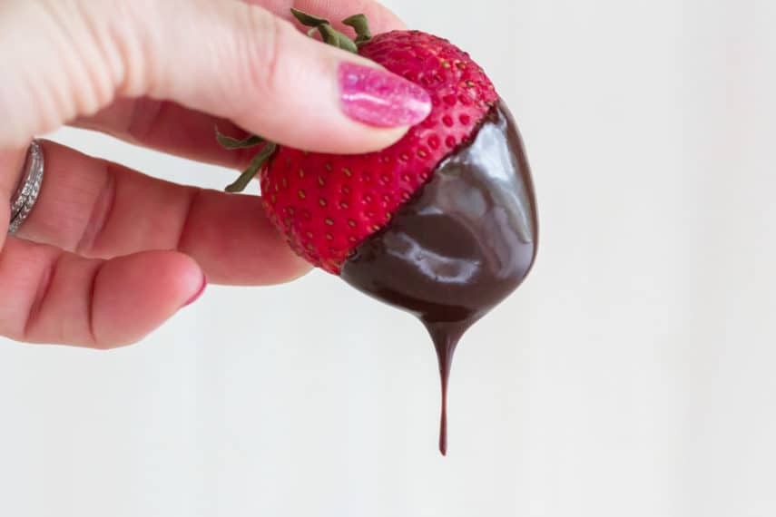 dipped strawberry in hot fudge
