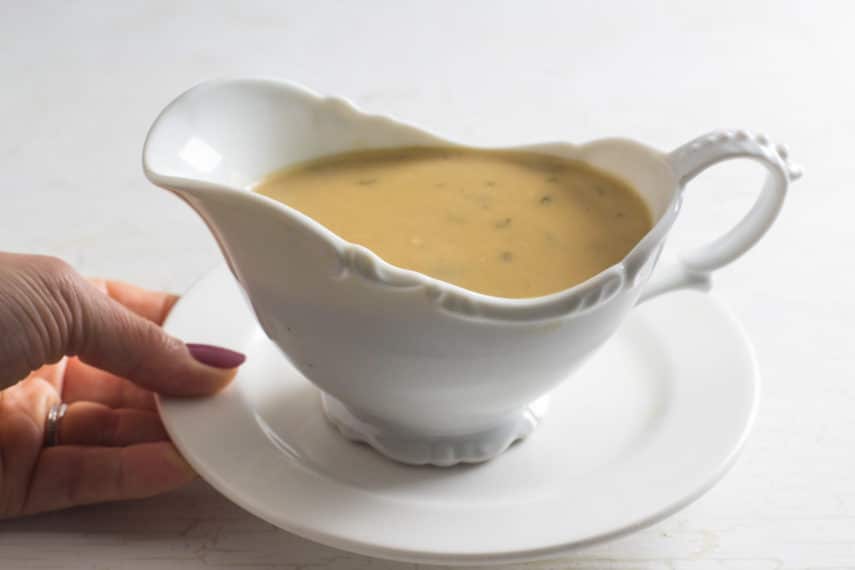 Make ahead low fodmap gravy in gravy boat