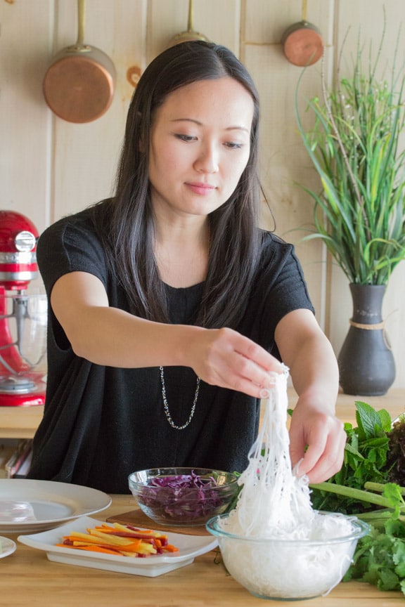 Ngoc and rice noodles for summer rolls