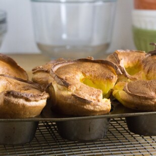 gluten-free popovers in pan fresh out of oven