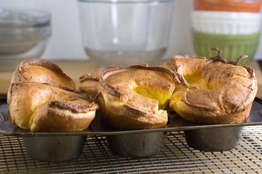 gluten-free popovers in pan fresh out of oven