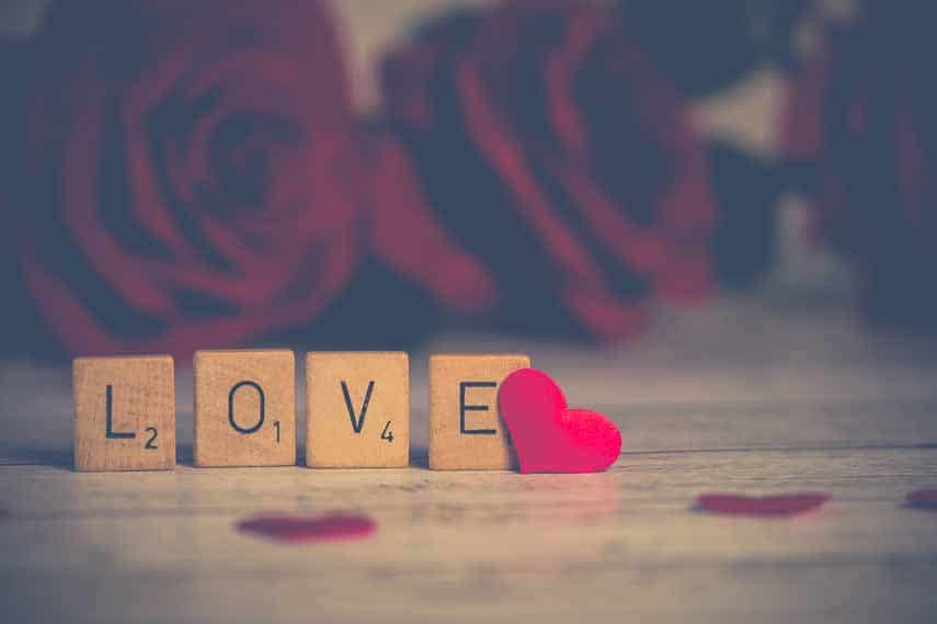 Scrabble words spelling out Love for Valentine's Day for FODMAPers