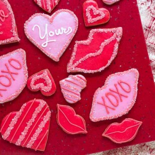 Valentine's Day cookies overhead