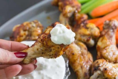 Smoky Spicy Chicken Wings with Blue Cheese Dressing