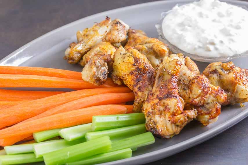 Smoky Spicy Chicken Wings with Blue Cheese Dressing