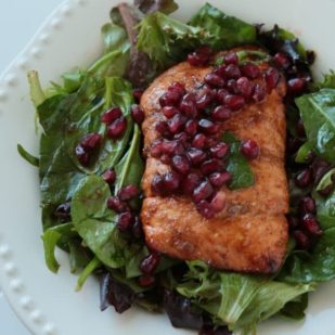 Colleen Francioli - Sweet, Spicy Glazed Salmon and Pomegranate Salad, Low FODMAP