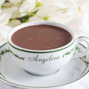 hot chocolate in a porcelain cup