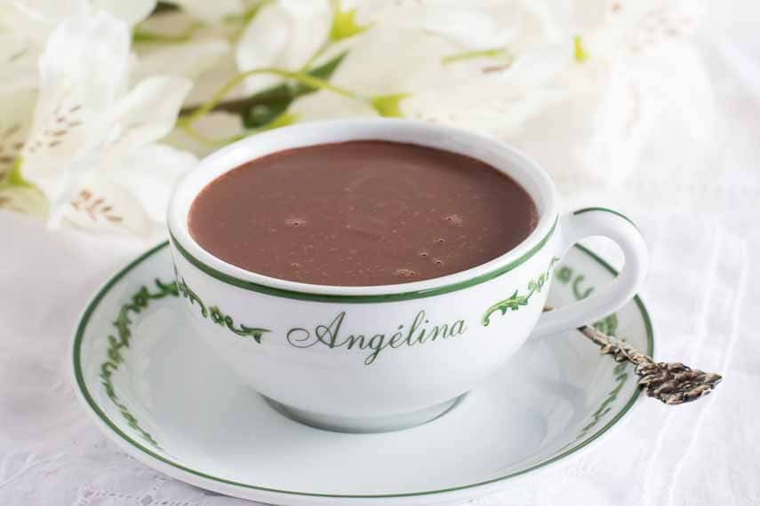 hot chocolate in a porcelain cup