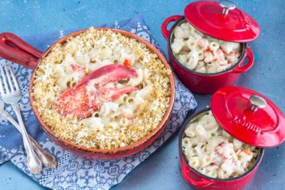 lobster mac n cheese in small casseroles