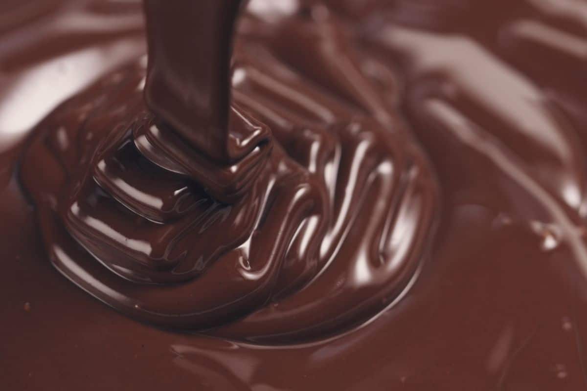 melted dark chocolate.