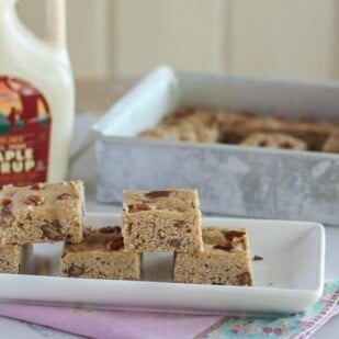 Browned Butter Maple Nut Bars on a white platter