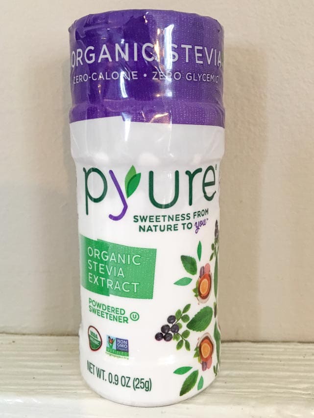 Pyure organic stevia extract bottle. All About sugar.