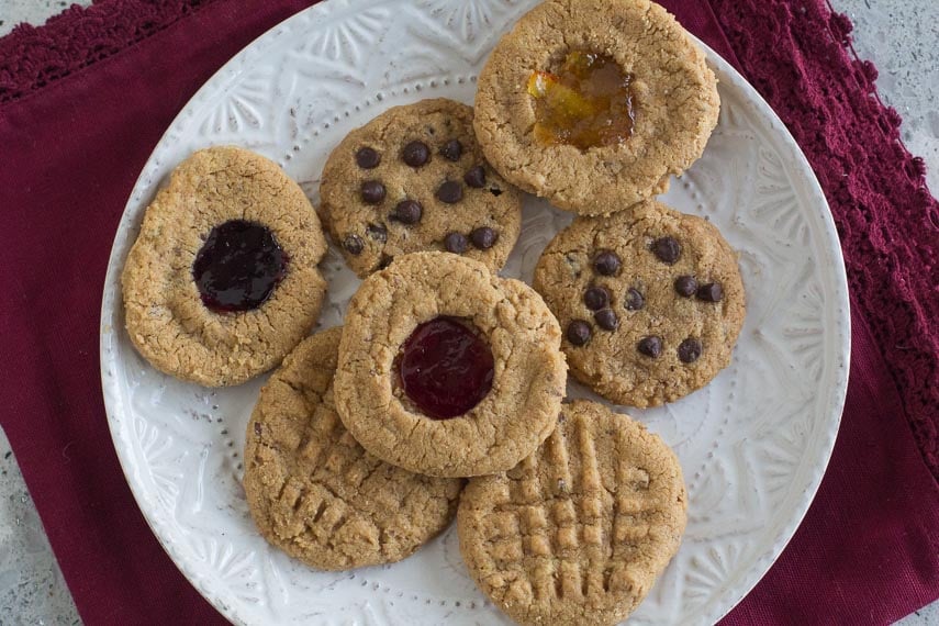 low FODMAP vegan peanut butter cookies on a white plate