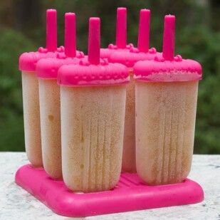 Arnold Palmer Ice Pops in a pink and clear popsicle mold set, frozen solid