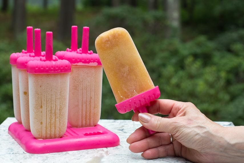 Arnold Palmer Ice Pops, unmolded and being held in hand
