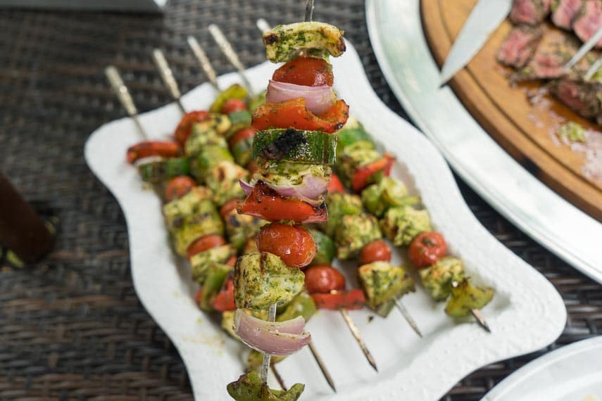 grilled chicken vegetable kebobs with onion