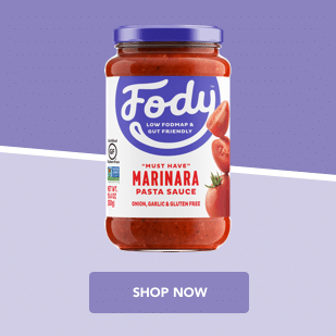 Fody marinara pasta sauce jar against purple background