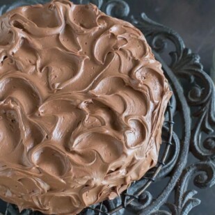 low FODMAP chocolate frosting on cake