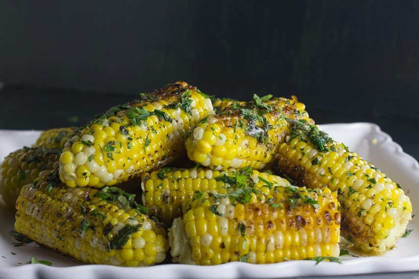 low FODMAP grilled corn with garlic herb Butter