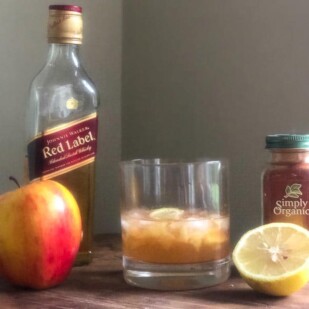 spicy apple old-fashioned with ingredients
