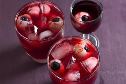 Bloody eyeball Cocktails and Mocktails drinks in clear glasses