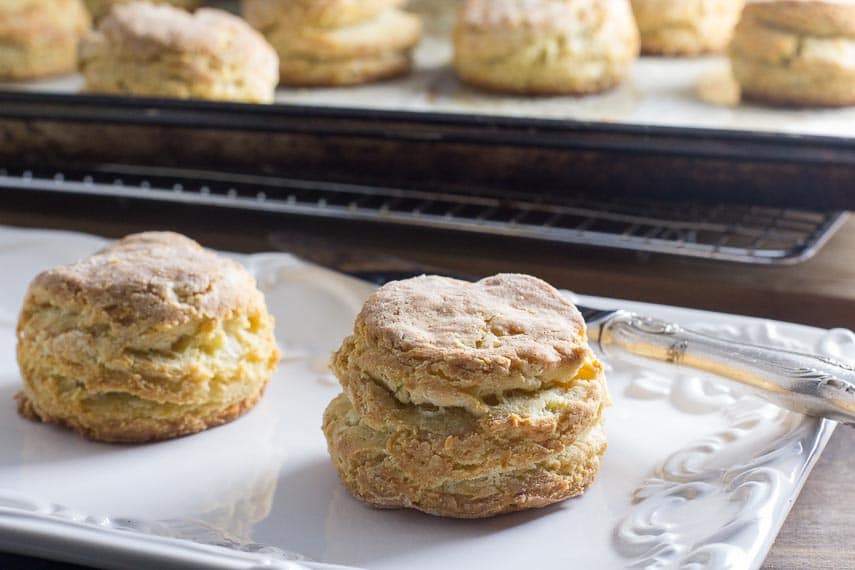 closeup of flaky low FODMAP biscuit