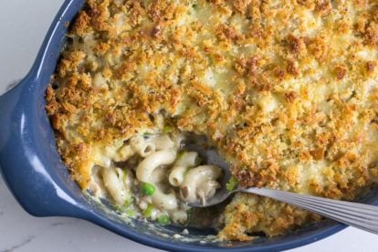 overhead of Low FODMAP Tuna Noodle Casserole