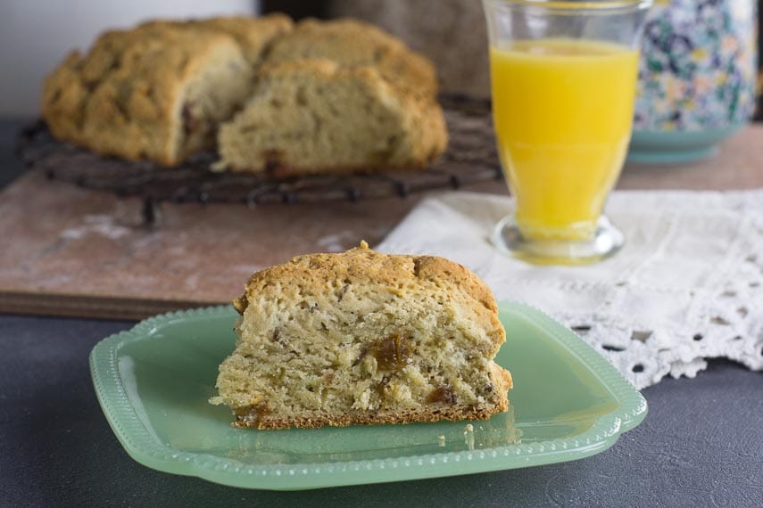 Rich Low FODMAP Irish Soda Bread wedge on green plate