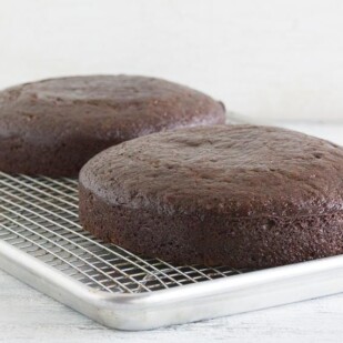 Easy Low FODMAP Chocolate Cake on cooling rack