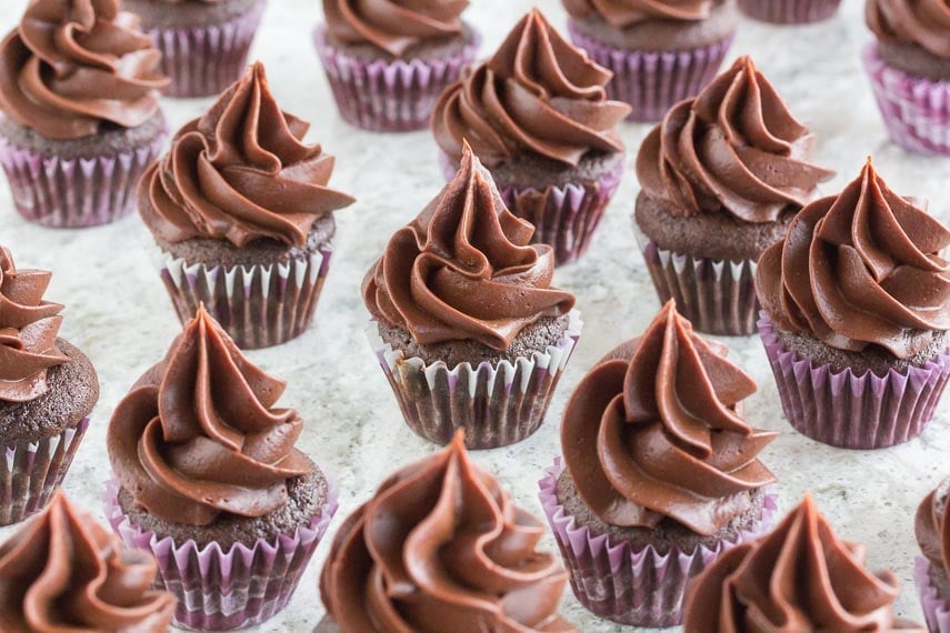 Low FODMAP Mini Chocolate Ganache Cupcakes