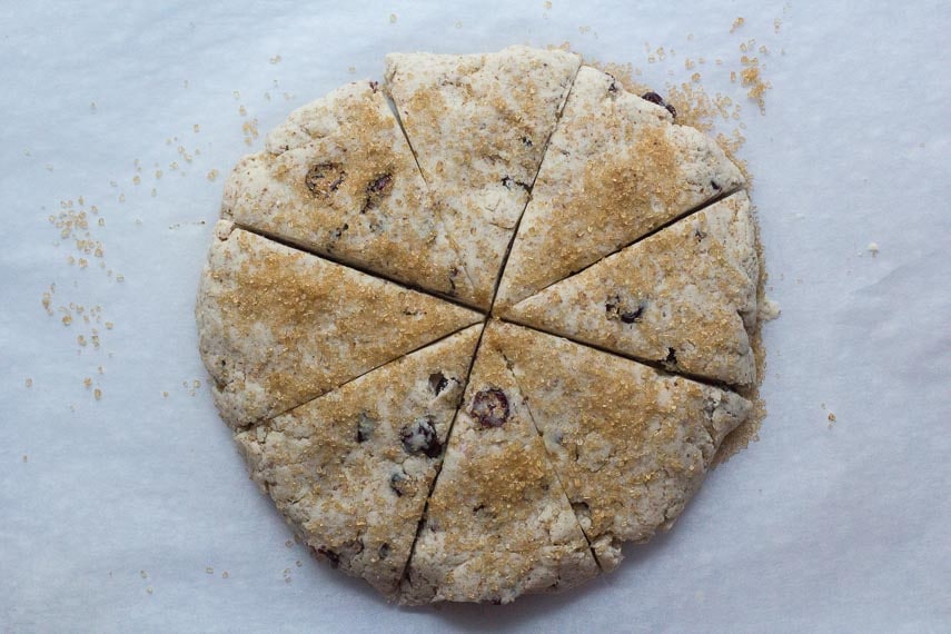 raw low FODMAP vegan scones on baking pan
