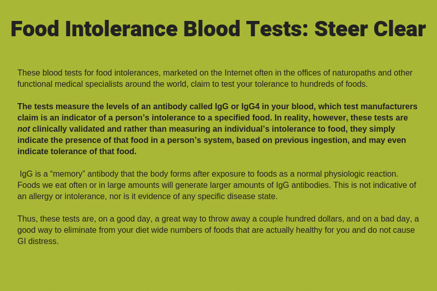 Food Intolerance Blood Tests: Steer Clear