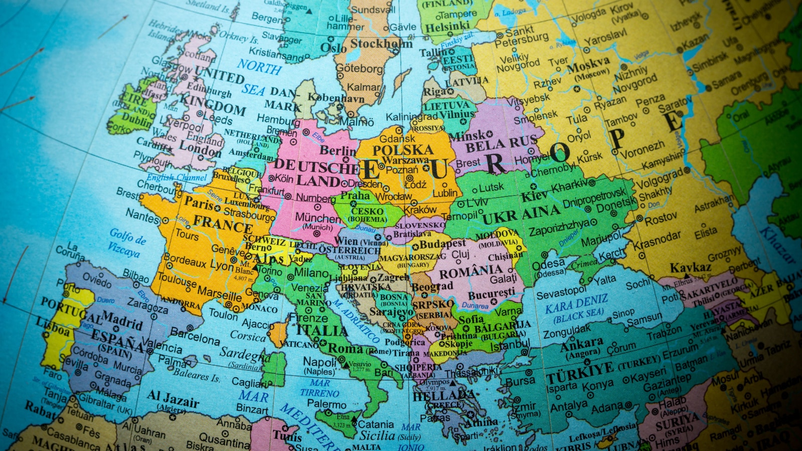 European map. 