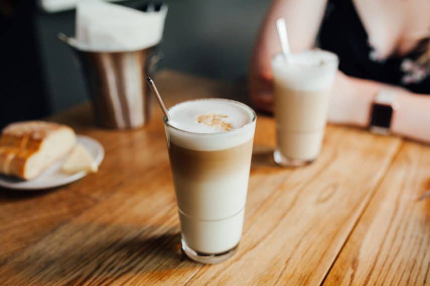 cafe lattes on a wooden table