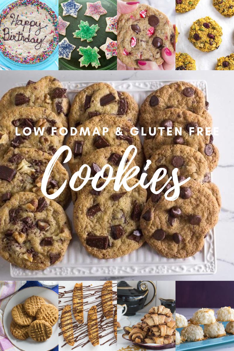 10 photos of low FODMAP cookies in a grid pattern