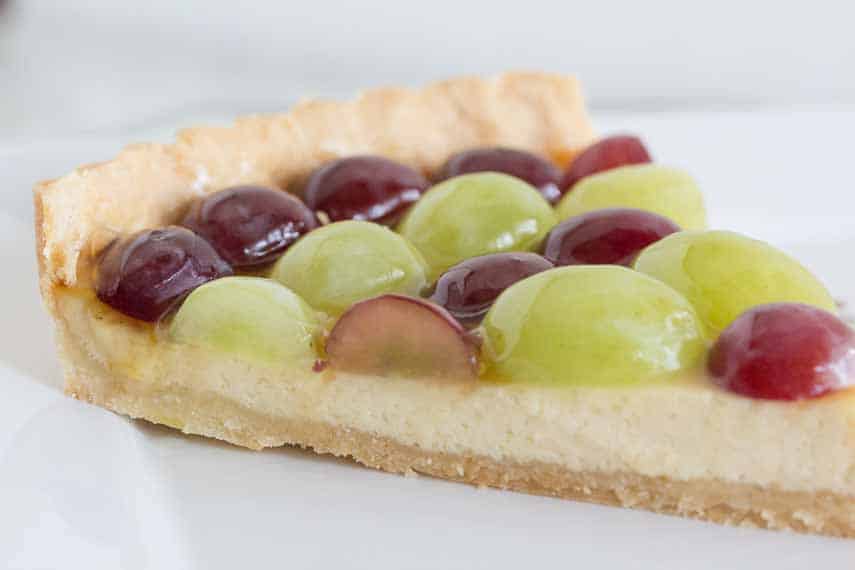 slice of Fresh Grape Tart with Brown Sugar & Sour Cream Custard 