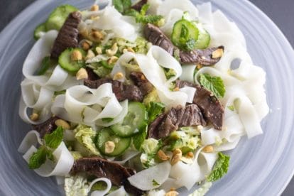 Low FODMAP Asian Steak & Noodle Salad with Mint & Peanuts