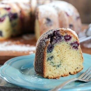 low FODMAP blueberry sour cream Bundt cake