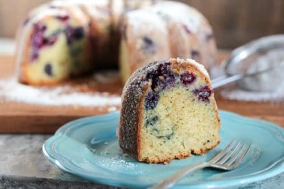 low FODMAP blueberry sour cream Bundt cake